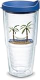 Palm Tree & Hammock Scene Made in USA Double Walled Insulated Tumbler Travel Cup Keeps Drinks Cold & Hot, 24oz, Lidded, 1 Count (Pack of 1)