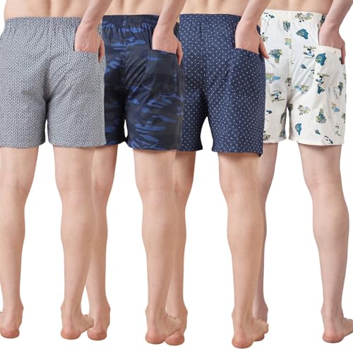 Image of Urban Scottish Ultra-Comfortable Men's Boxer Pants (Pack of 4), 100% Cotton with Stylish Print, Soft & Stretchy Elastic Waist Band, Dynamic Movement & Hardwearing Stitching,Breathable Gentle Snug Fit