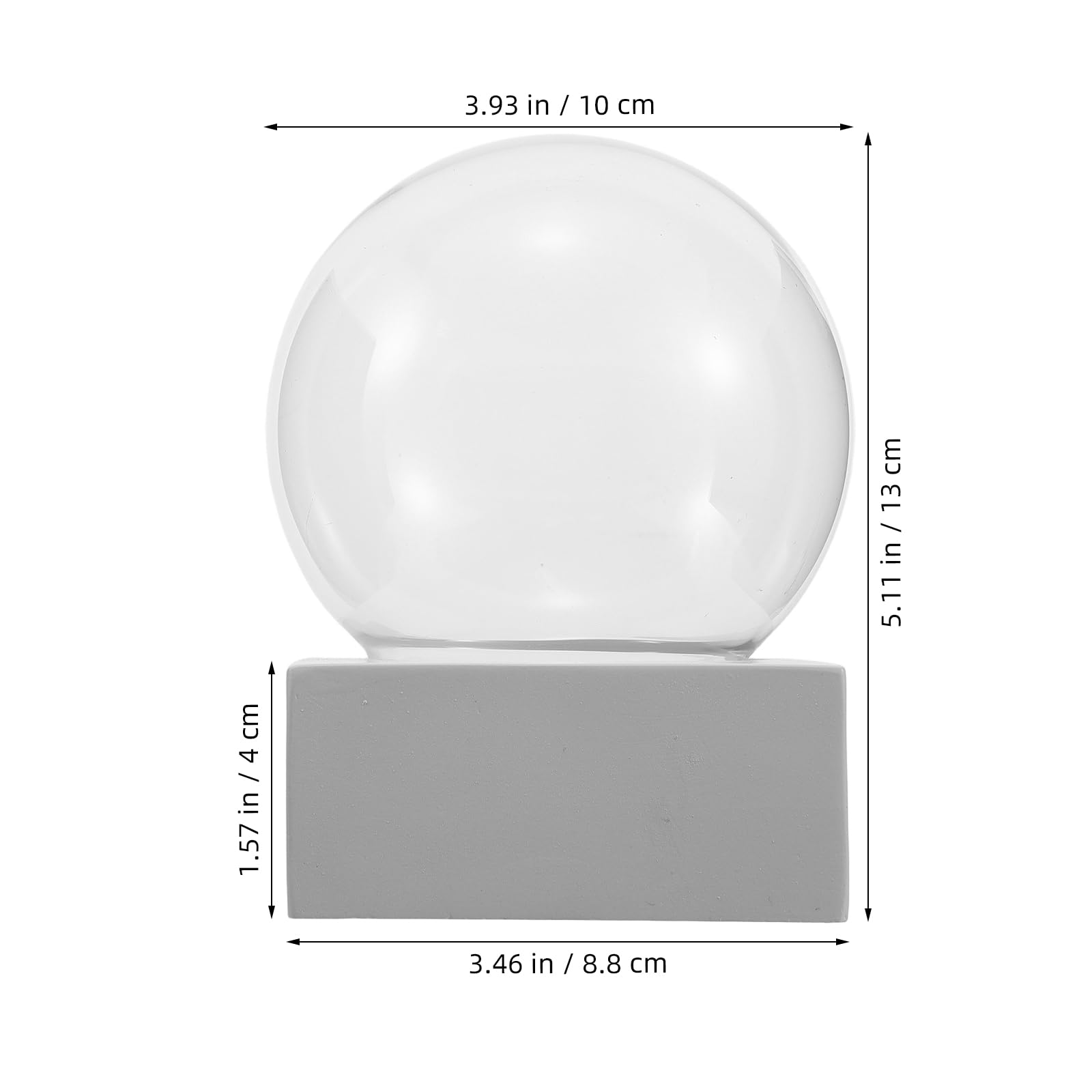Bola de Nieve de Cristal Transparente con Base Cuadrada de Color Claro, Globo Rellenable de Vidrio 10,8 X 13 Cm para Manualidades DIY, Decoración Navideña y Hogar, Cúpula Vacía