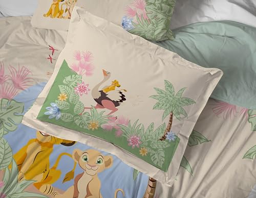 Image of Disney Lion King Simba Queen Comforter Set 7 Piece Kids Bedding, Multi | Safari Animal, Comforter Sheets Shams Pillowcases, Official Brand, Soft Microfiber, Machine Washable, Easy Care, Kids Gift