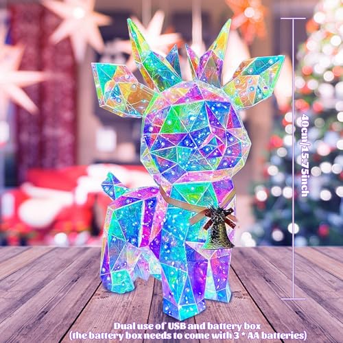 Décoration de Noël pour la maison renne irisé aux reflets cristallins et micro LED - 5