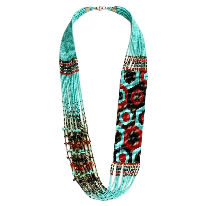 Collier Gerdan ukrainien en perles de rocaille bijou géométrique fait main