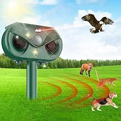 OBEST Repelente Solar de Animais para Jardim, Repelente Ultrassônico de Pragas para Animais, À Prova D'Água com Sensor de Movimento, Repelente de Pragas para Exteriores em Quintais
