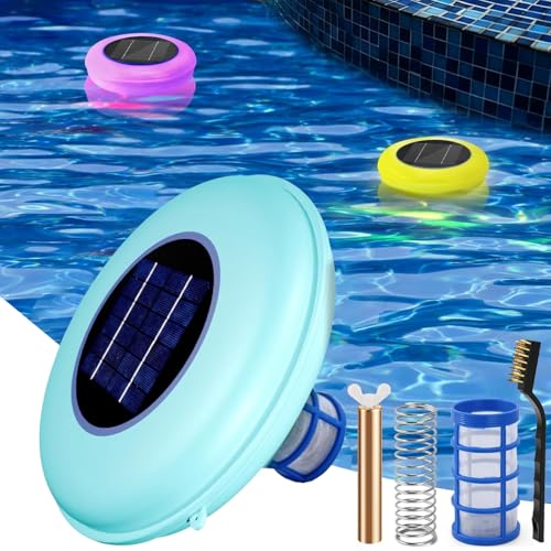 Pool Ionizer for Above Ground Pool, Solar Pool Ionizer, Swimming Pool Purifier Safety Water Purifier, 7-colored Led Light, Clean 85% Less Chlorine, Pool Cleaner for up to 45,000 Gal