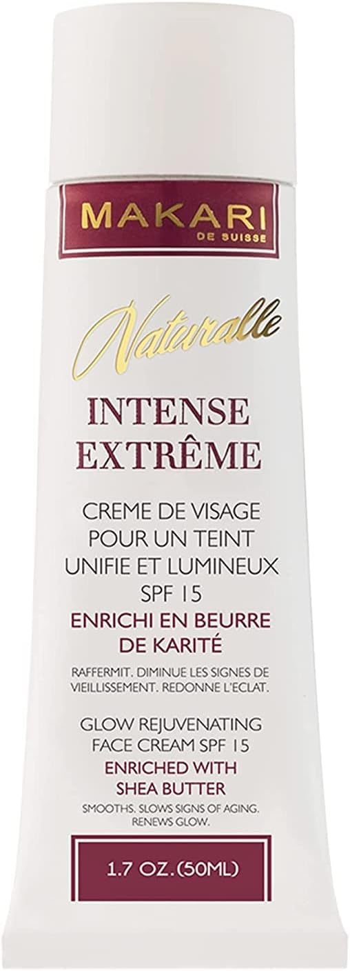 Makari Naturalle Intensieve Extreme Lightening gezichtscrème, 1,7 oz – hydraterende en toning crème met sheaboter & SPF 15 – anti-aging & whitening behandeling voor donkere vlekken, acne-littekens