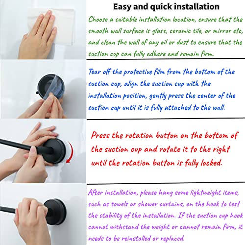 DGYB Suction Cup Towel Bar for Bathroom 17 Inch Matte Black Towel Holder Stainless Steel Premium Kitchen Towel Rack Wall Mounted by DGYB - Used condition - Image 5