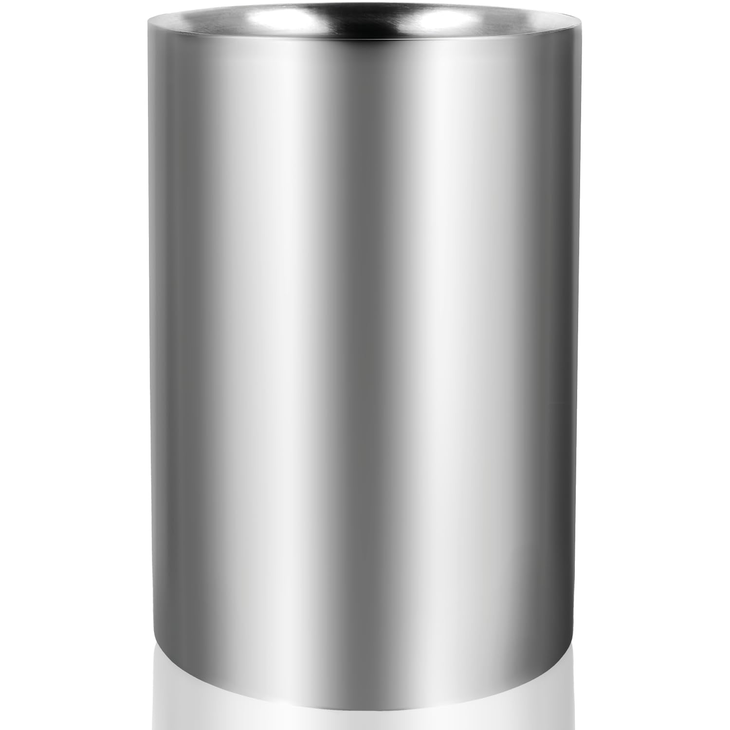 com-four® 6x Flaschenkühler - Sektkühler in matt - Eiswürfelkübel aus Edelstahl - doppelwandiger Weinkühler - Eiswürfelkühler mit 10,5 cm Innendurchmesser (6 Stück - silberfarben/matt)