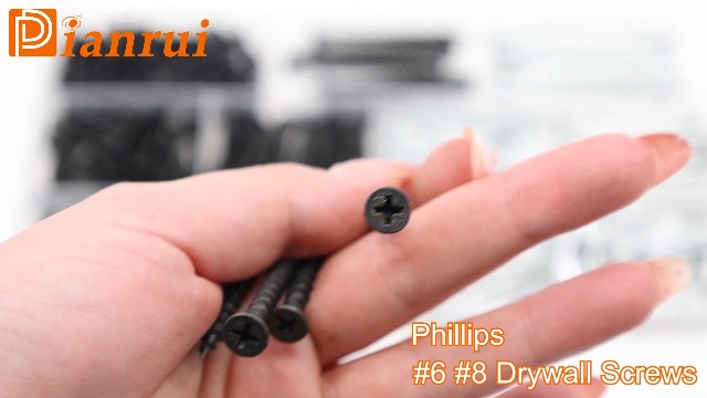 Image of Dianrui Nails & Wood Screws Assortment Kit, 320 PCS #6#8 Philips Black Drywall Screws Set and High Hardness Hardware Small Nails for Picture Hanging /DIY Repair Project Length 1 /2 inch to 2 inch