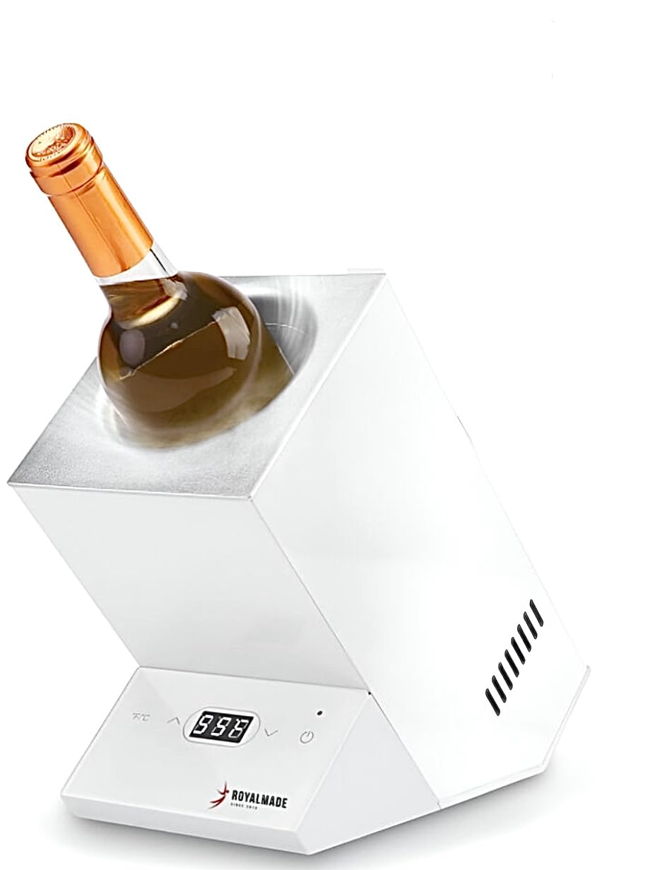 RoyalMade Electric Wine Chiller, Wine Bottle Chiller with Aerator Pourer for 750ml Wine or Some Champagne, Single Iceless Wine Cooler for Parties,Bar Club Accessories,Christmas Gifts for Wine Lovers
