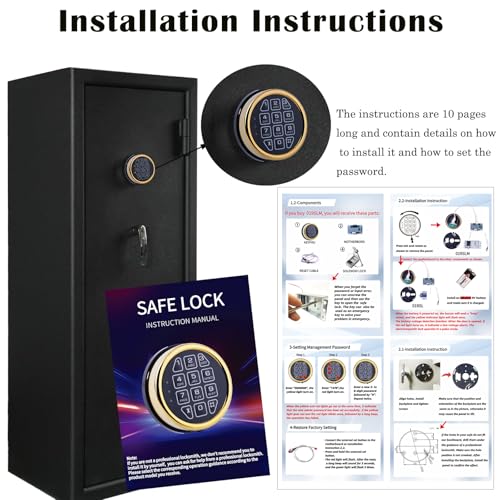 Gun Safe Lock Replacement Solenoid Lock with 2 Override Keys, Upgrade Golden Digital Keypad DIY Safe Electronic for Fireproof Safe Box by WAH YUE HING - Image 4