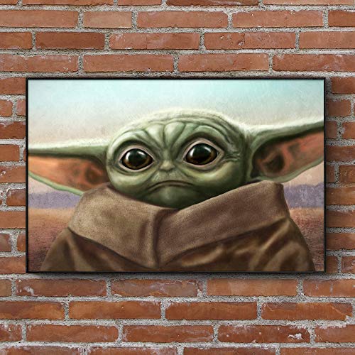 Baby Yoda Mandalorian Star Wars Painting - Art Print - Wall Decor - Poster - Gift (4x6-18x24 IN)
