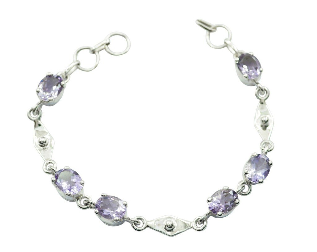 Bracelet améthyste en argent sterling 925 véritable avec gemme violette