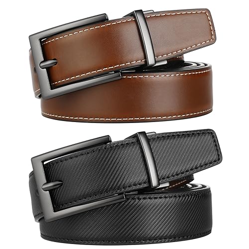 Image of Lavemi Men's Real Leather Ratchet Dress Belt with Automatic Buckle,Elegant Gift Box
