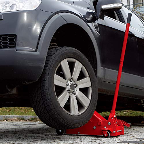 Image of Big RED TAM83012 Torin Pro Series Hydraulic Floor Jack with Single Quick Lift Piston Pump and Foot Pedal, 3.5 Ton (7,000 lb) Capacity, Red