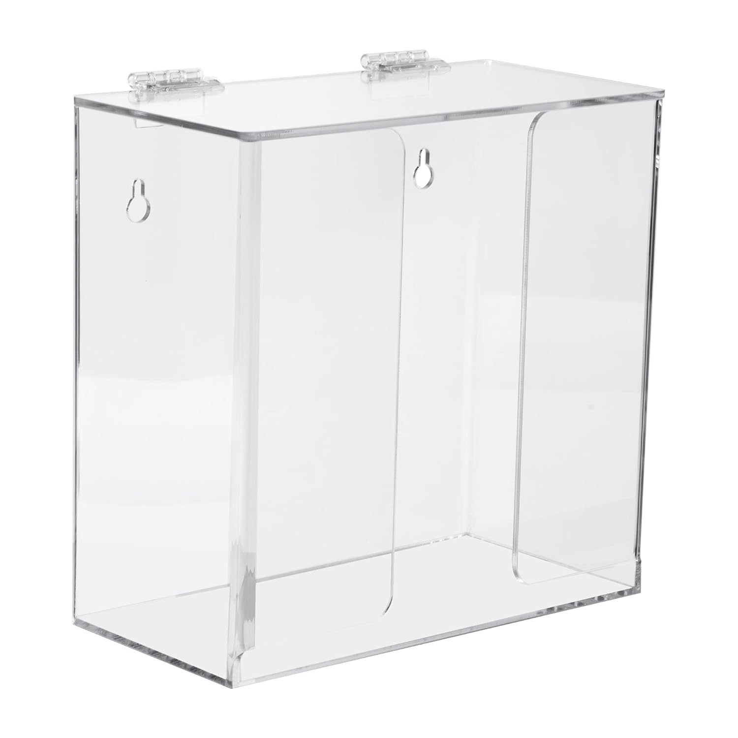 Face Mask Dispenser Box Holder Acrylic Case Hygiene Station with Lid. Countertop/Wall Mount Storage Container for Disposable Masks, Gloves, Napkins, Hairnets, Shoe Covers. Clear