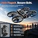 RC Drohne mit HD Dual Kamera, Display Fernbedienung, Brushless Motor, 90° Kamera, FPV Livebild, Optical Flow, 360° Flip, LED, für Anfänger und Kinder (Schwarz, Akkus: 3 St.)