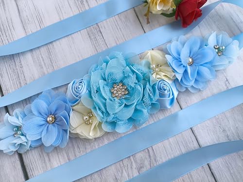 Flower Maternity Sash Belt for Baby Shower Baptism Sash Mommy to be Sash2