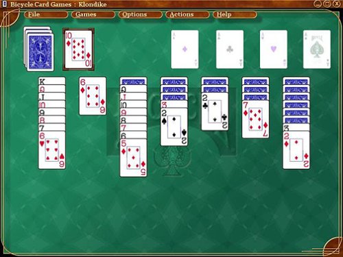 Screenshot of Klondike Solitaire game in Bicycle Card Games