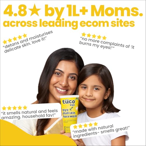 Image of Tuco Kids Face Wash | Perfect for Dull Skin | Infused with Turmeric, Kakadu Plum, Rosehip Oil, Safflower Oil, Witch Hazel | Ages 2-5, 4-10, 10-15, 5-10 Years | Paraben, Sulphate Free |100 mlPack of 2