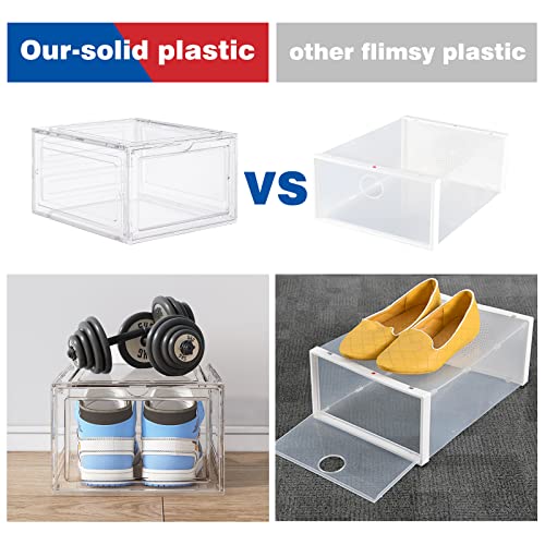 Fixwal Large Shoe Storage Box Set Of 6 Stackable Drop Front Plastic Shoe Organizer Containers With Clear Door, Shoe Bins For Display Sneakers Fit Shoe Size Up To Us Men 12 #TOP6