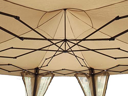 KEXMY Garden Classics® HORWOOD GARDEN METAL FRAME POP UP FOLDING HEXAGONAL GAZEBO BEIGE FABRIC 3.6M X 3M WITH NET CURTAINS - Image 8