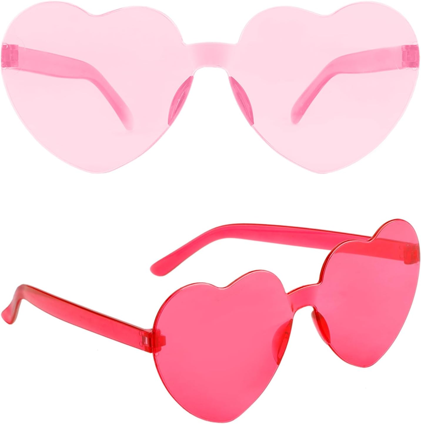 QEYMNHeart Sunglasses, Heart Sunglasses for Women, Trendy Rimless Fun Heart Shaped Sunglasses for Fasion Party Favor