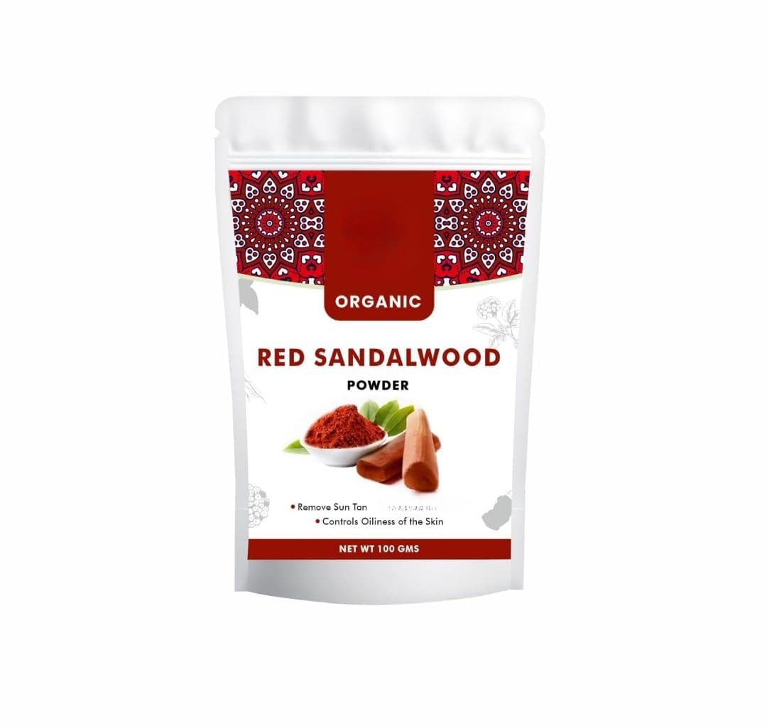 Red Sandalwood Face pack Powder for Women | 100% Pure, Natural No Chemical | Laal Raktha Chandan for Healthy Glowing Skin & De-Tan | for Puja, Skin & Face Care -100 gm