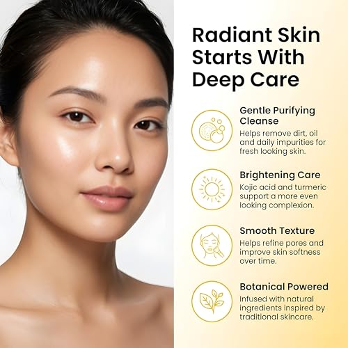 Image of Kojic Acid and Turmeric Cleansing Pads for Face - Foaming Exfoliating Pads with Vitamin C, Vitamin B5 & Chamomile - 60 pc Dark Spot Removal, Skin Brightening & Deep Pore Cleansing Pad (Pack of 1)