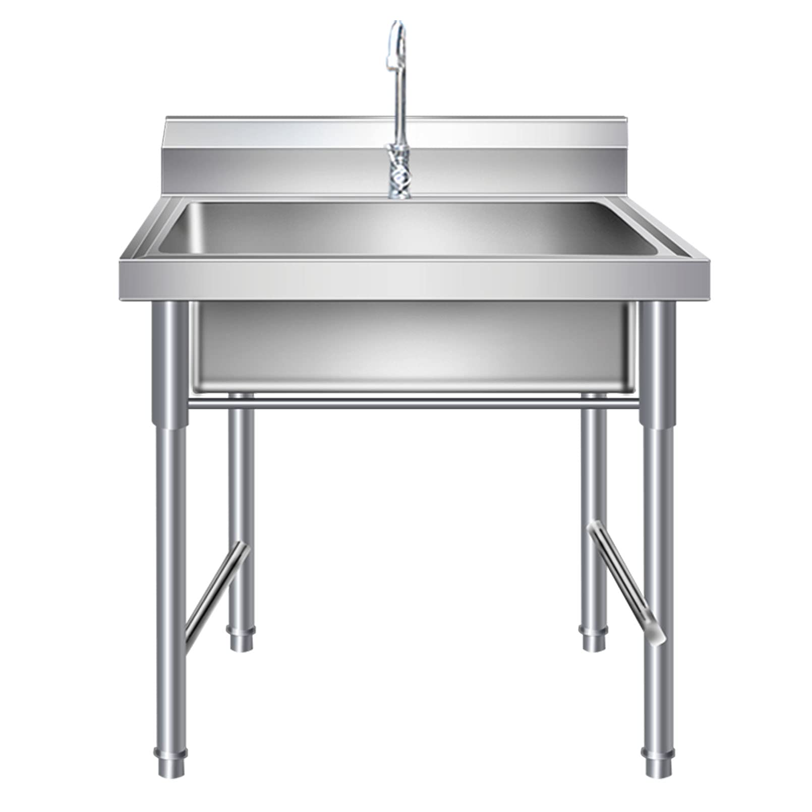 Évier commercial en acier inoxydable 304 à cuve unique pour intérieur