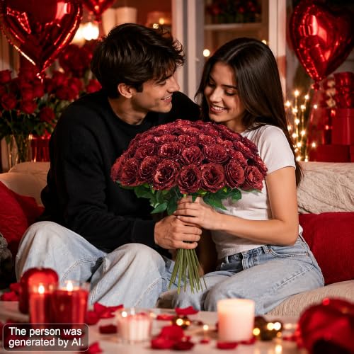 Image of 30 PCS Red Roses Artificial Flowers, Fake Glitter Roses with Stem Realistic Silk Roses for Wedding Bouquets Table Centerpieces Arrangements Baby Shower Home Decor Anniversary Birthday Gift for Her