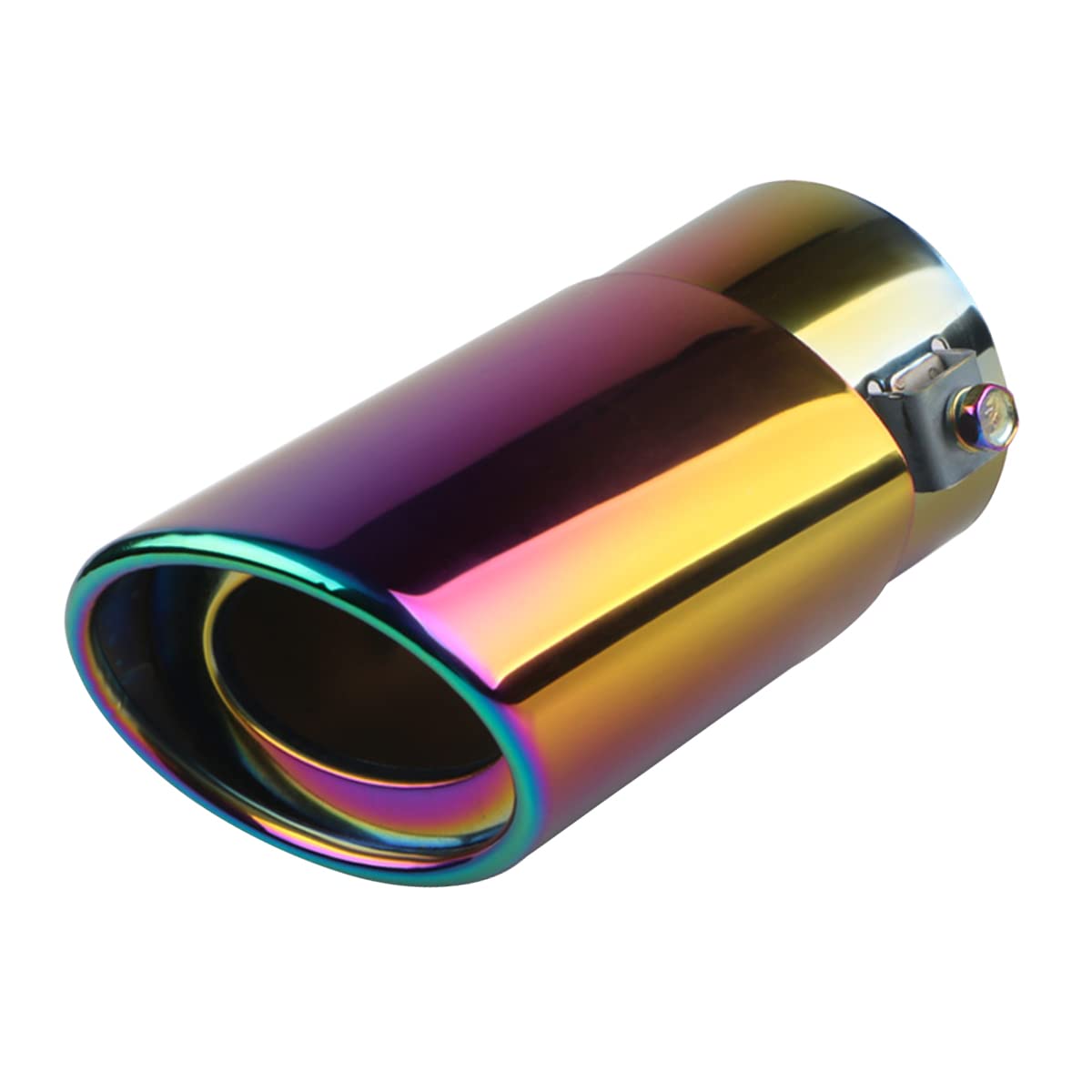 JNNJ Enjoliveur D'échappement, Embout Tuyau De Sortie Pot D'échappement, Voiture Acier Inoxydable Embout Echappement Silencieux Sortie D'échappement, Pour Modification Véhicule （Recto-Multicolore）