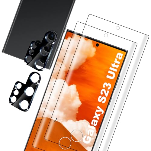 ZINFANDEL Samsung Galaxy S23 Ultra Panzer Schutz Glas, 2 Displayschutzfolie und 2 Kamera Schutzfolie, Panzerfolie Schutz...