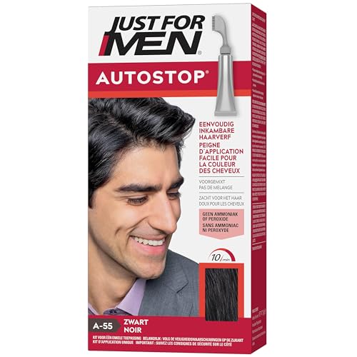 Just For Men Coloration Cheveux Noir, Sans Ammoniaque ni Peroxyde, Prête à l’Emploi avec Applicateur Peigne, Idéale pour Camoufler les Cheveux Blancs –...