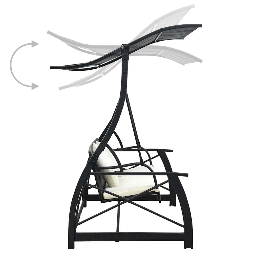 Generisch Hollywoodschaukel 3 - Sitzer mit Dach Poly Rattan Schwarz 41.14kg