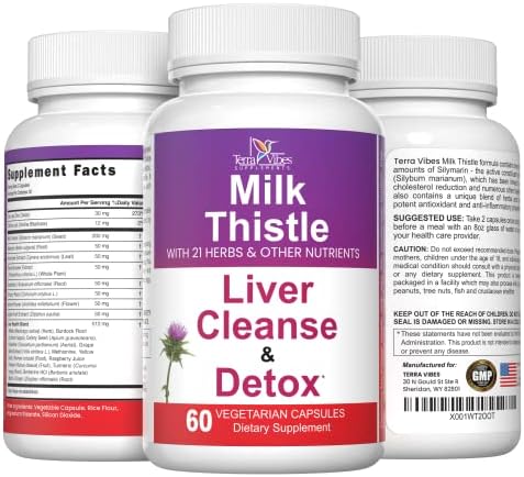 Herba Heal Milk Thistle Liver Cleanse & Detox Formula 1500mg Silymarin Liver Repair Detoxifier & Regenerator Capsules - Milk Thistle Supplement for Weight Loss