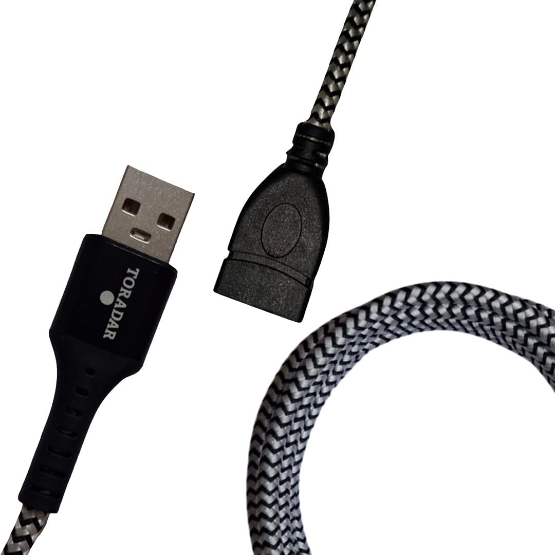 - 1.8 meter USB Extension Cable, Durable USB Type-A Male to Female Cable, Data Transfer & Charging, Compatible with Laptops, PCs, Printers & More(Braided Wire)