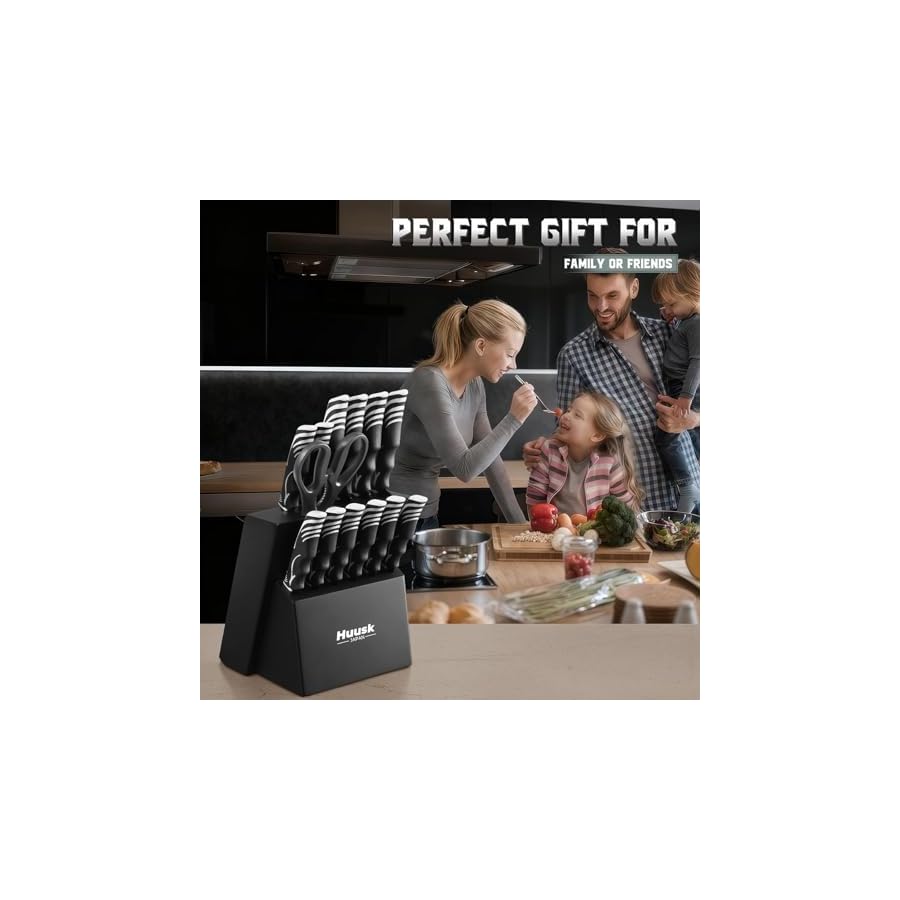 Huusk-Knife-Block-Set-with-Sharpener-Kitchen-Knives-Set-with-Wooden-Knife-Block-Ideal-Housewarming-Gifts-for-New-Home-Chef-Knives-with-Kitchen-Shears-Christmas-Gift-for-Men-Women-Black Huusk Knife Block Set with Sharpener - Kitchen Knives Set with Wooden Knife Block - Ideal Housewarming Gifts for New Home - Chef Knives with Kitchen Shears - Christmas Gift for Men Women - Black