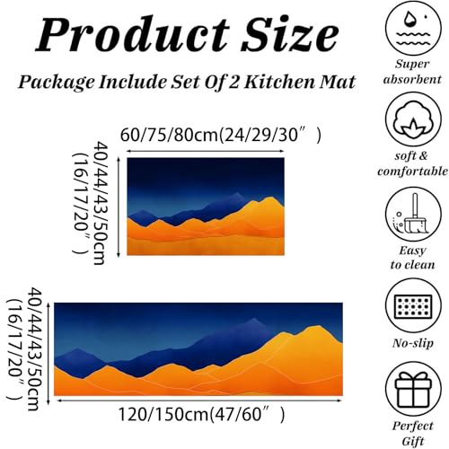 Tapis de cuisine lavable contre les glissades devant évier motif montagne