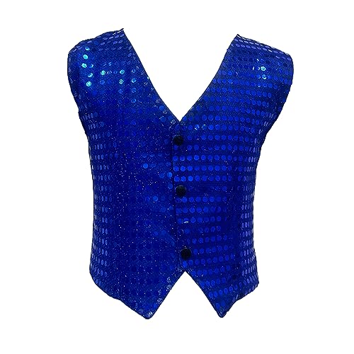 Kids Boys Girls Shiny Sequins Vest Sleeveless Jazz Hip-hop Dance Jacket Waistcoat Stage Performance Choir Party Top Gilets