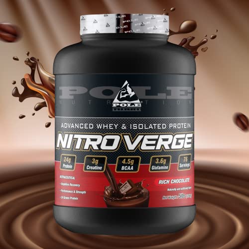 Image of Pole Nutrition Nitro Verge Advanced Whey | Isolate Proteins | Rich Chocolate Flavor | 5lbs, 76 Servings (2268g) - Elevate Your Fitness with Premium Whey Isolate