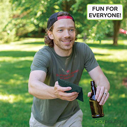 Play Platoon Weather Resistant Cornhole Bags - Set Of 8 Regulation Corn Hole Bean Bags - Hunter Green & Yellow - Durable Duck Cloth Corn Hole Bags For Tossing Game, Includes Tote Bag #TOP3