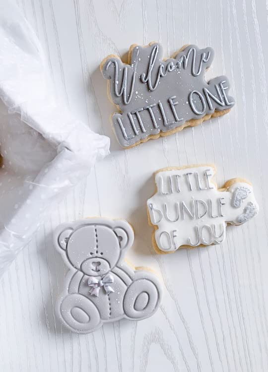 LissieLou Oh Baby Cookie Stamp Baby Shower o Gender Reveal Party Glassing Fondant Embosser - Rosa chiaro