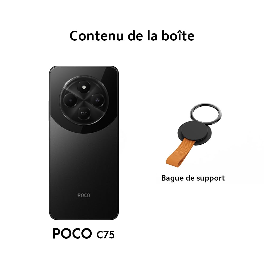 POCO C75 6GB 128GB Noir, Smartphone Android, 2.0GHz, écran de 6.88