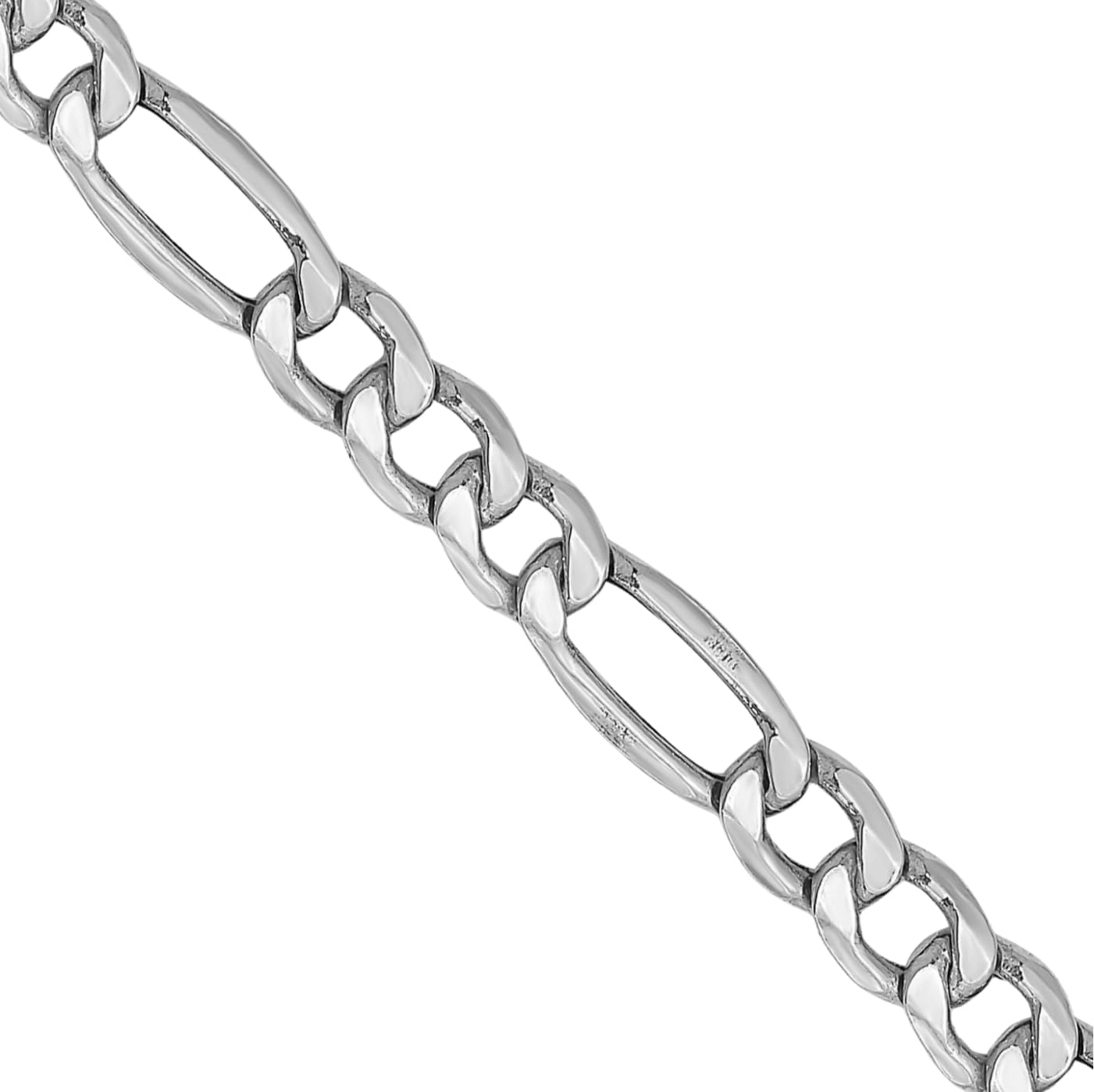 IceCarats 14K White Gold 4.4mm Thick Figaro Chain Necklace, Polished