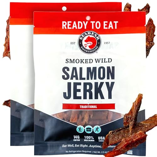 SeaBear Traditional Wild King Salmon Jerky 2-Pack Smoked Salmon Jerky