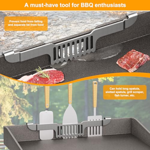 Zhsx YZM-Y Grease Gate Spatula Holder For Blackstone Griddle,11.8 Inch Magnetic Design Prevent Food From Falling Stainless Steel Grill Barbecue Tool Rack Griddle Accessories thumb #2