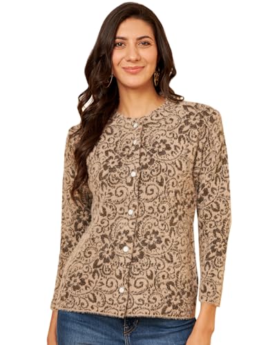 Image of Modeve Women Floral Print Round Neck Sweater for Winter||Winterwear||