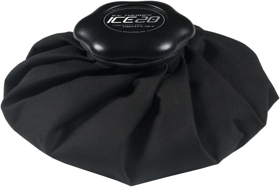 ICE20 Refillable No-Leak Ice Pack Bag with Easy Open Cap - Soft Cotton Ice Bags for Injuries - Reusable - Cold Therapy Wraps for Elbow, Knee, Ankle, Back, and Arm