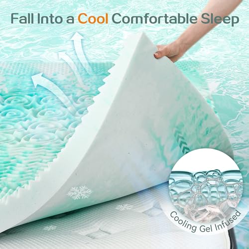 Image of SINWEEK Mattress Topper 5-Zone Memory Foam Mattress Topper Pressure Relieve Soft Mattress Pad, CertiPUR-US Certified, 2 Inch Queen Size, Green