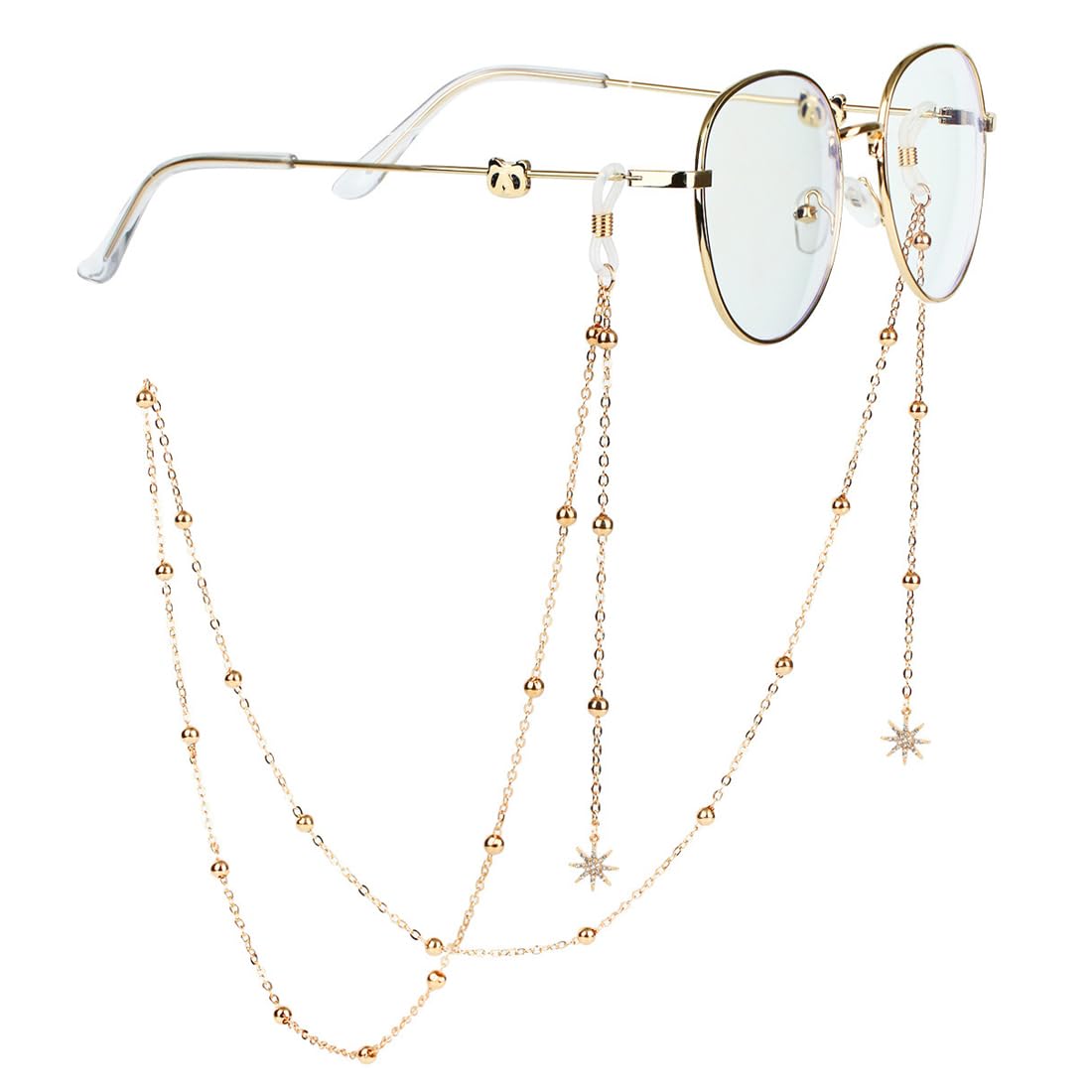 BYXG BYXG Cordón para Gafas, Cadena para Gafas para Mujer, Cadena para Gafas, Cadena para Porta Gafas, Accesorios para Gafas, Cadena Glamurosa y Agradable de Usar, Color Dorado con Perlas, 1 Pieza